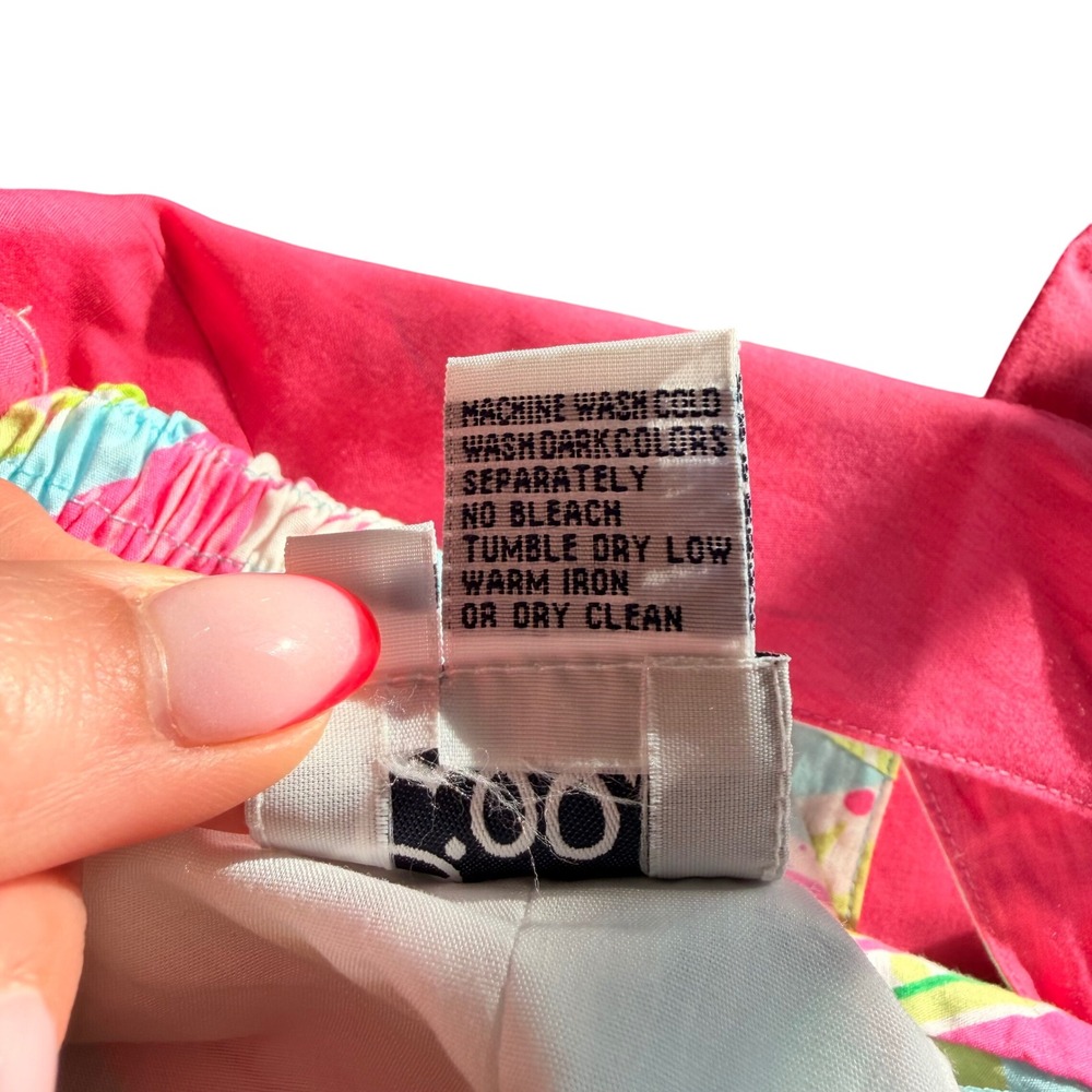 Lilly Pulitzer Women's Pink Blue Patchwork Floral Halter Mini Dress Size 14 VTG - Picture 5 of 5